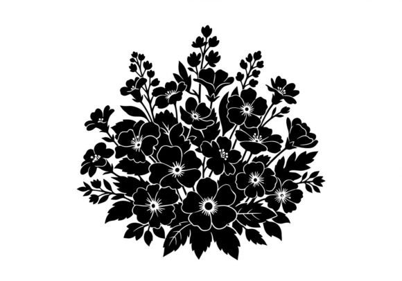 Black Floral Bouquet Graphics & Illustrations