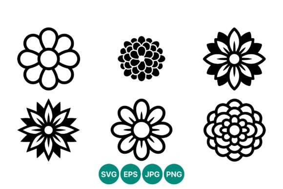 Black White Floral Vector Art Set: Graphics & Illustrations