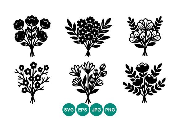 Black White Floral Vector Graphics & Illustrations