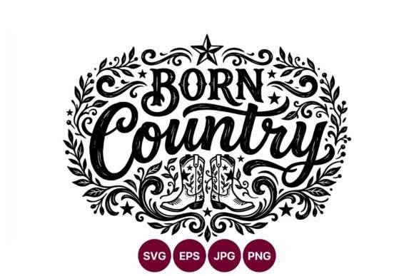 Born Country Lettering: Vintage Graphics and Illustrations