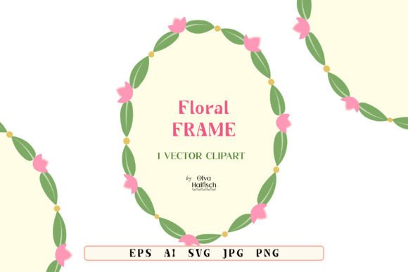 Cute Floral Oval Border Frame Vector for Graphics & Illustrations