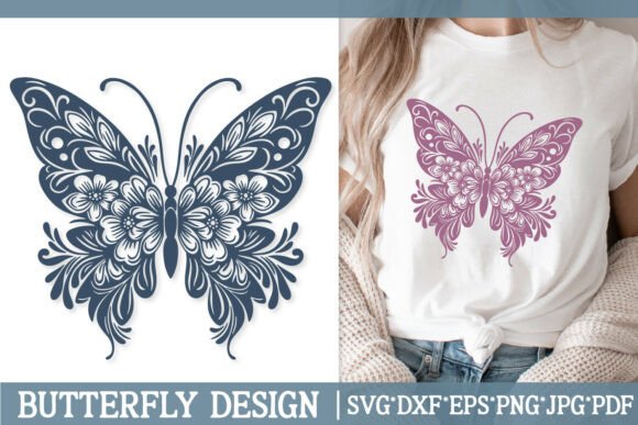 Damask Floral Butterfly SVG: Elegant Graphics