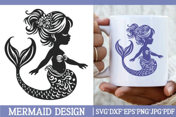 Floral Boho Mermaid SVG: Graphics & Illustrations