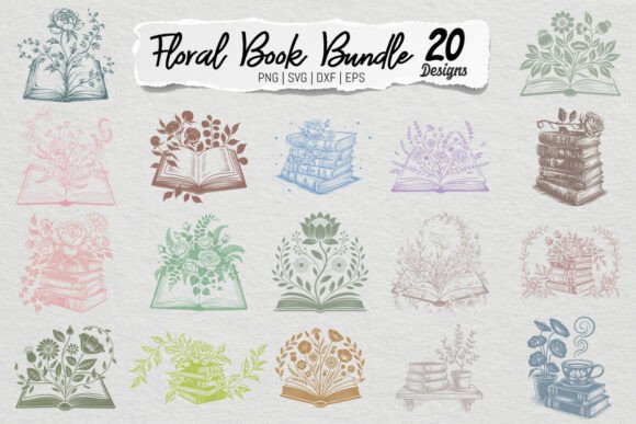 Floral Book SVG PNG Bundle: Graphics and Illustrations