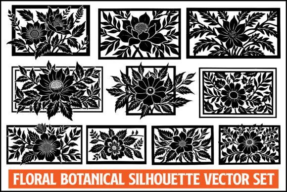 Floral Botanical Silhouette Vector Set for Graphics and Illustrations