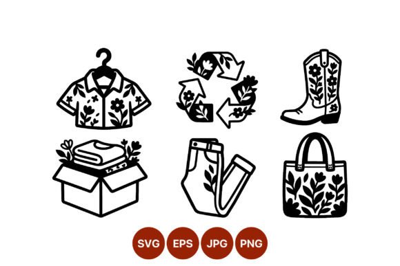 Floral Clothing Icons: Graphics & Illustrations