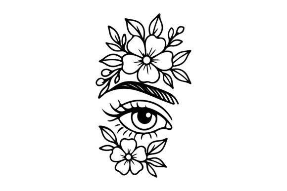 Floral Eyes Line Art Clipart Vector for Graphics and Illustrations