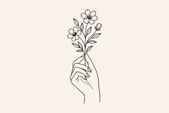Floral Hand Line Art Clipart Vector for Graphics and Illustrations