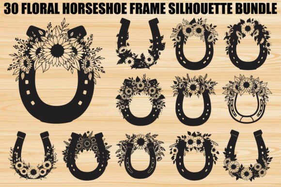 Floral Horseshoe Frame Bundle: Graphics & Illustrations