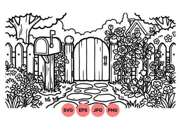 Garden Fence Floral Clipart for Graphics and Illustrations