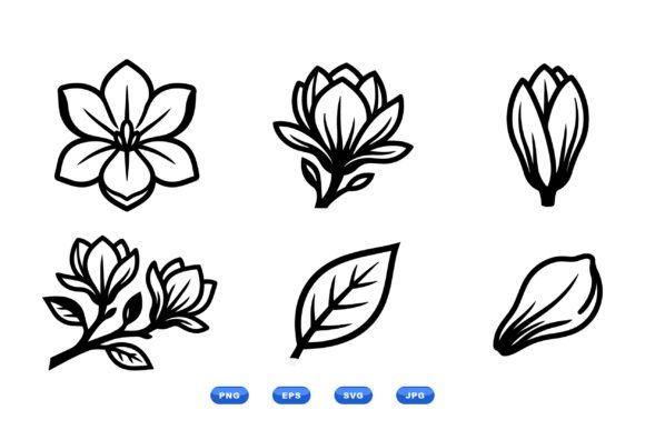 Magnolia Floral SVG Clipart for Modern Graphics and Illustrations