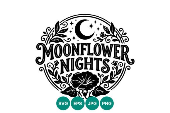 Moonflower Nights: Black White Floral Graphics