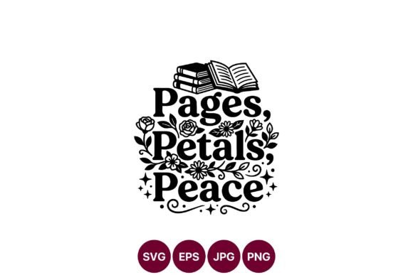 Pages Petals Peace Floral Line Art for Graphics and Illustrations