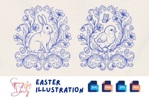 Review: Easter Bunny Chick Floral SVG Png Set