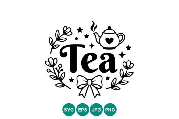 Reviewing Tea Text with Teapot Bow and Floral